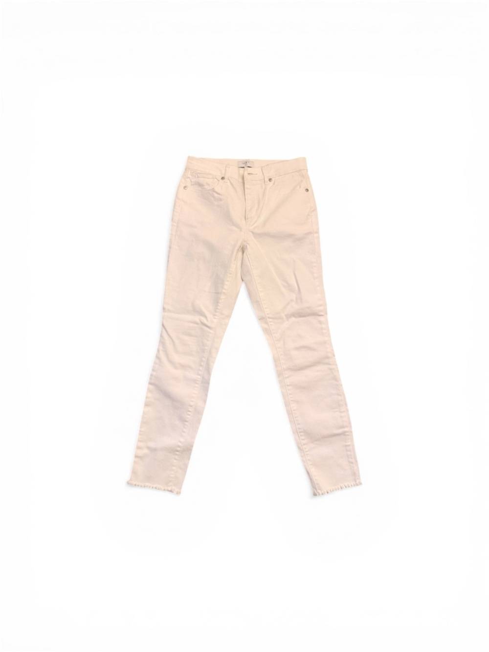 LOFT White Skinny Ankle Jeans with Raw Hem
